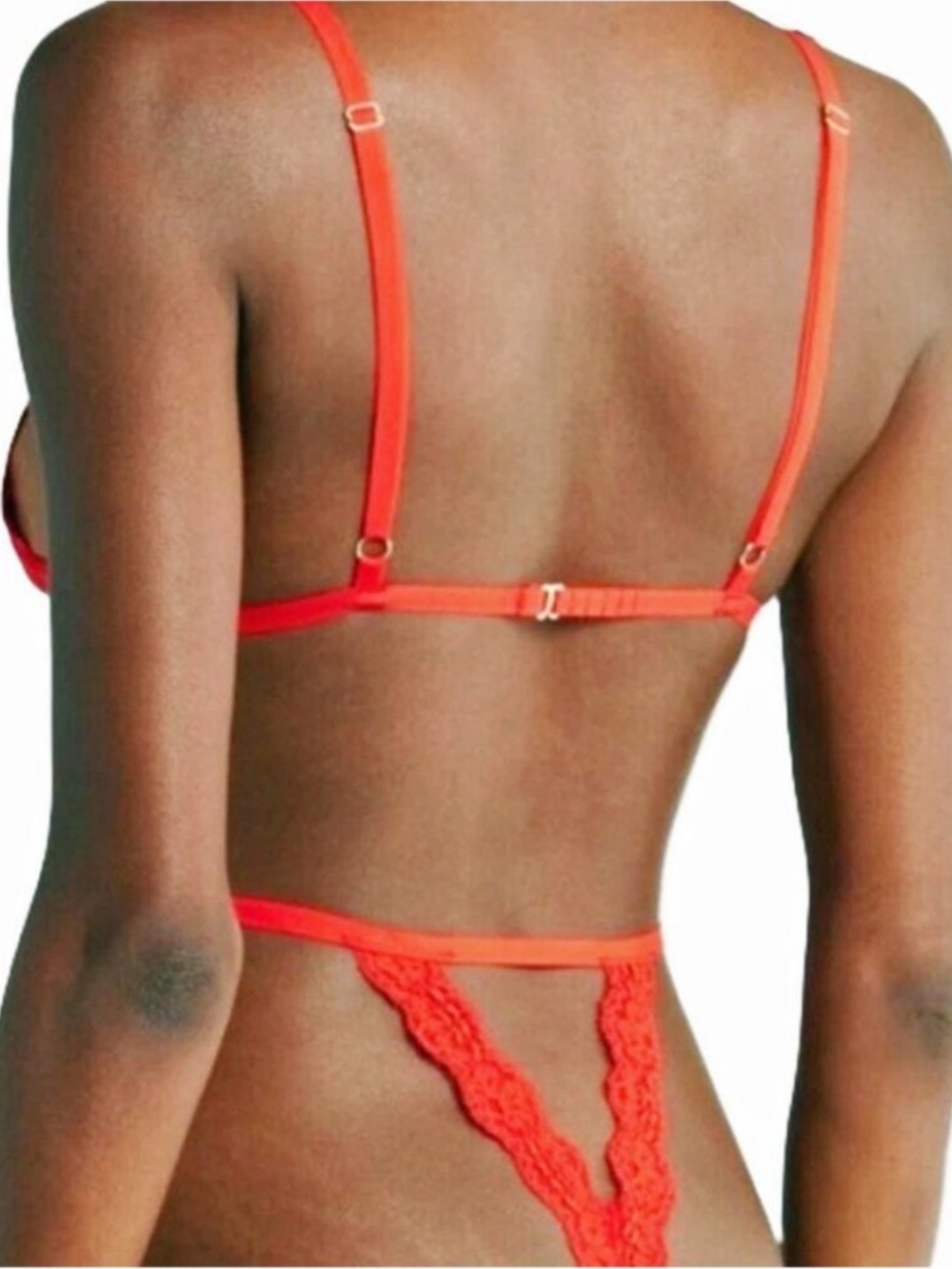 Free People X HAH Chase Hahround Lace Teddy Bodysuit in Blood Orange Red - Picture 3 of 5
